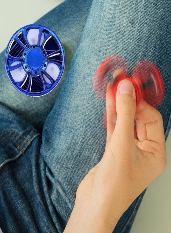 Premsons® Hand Spinner Desk Toy - High Speed Smooth Finger Spin Sensory Fidget Stress Relief Game Play for Kids & Adults - Birthday Party Gift - Plastic - Blue Fan - Image 4
